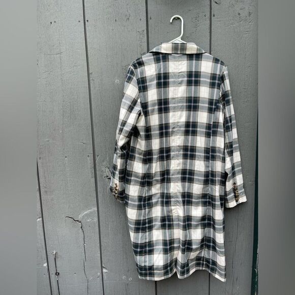 We The Free longline Freddie blazer Trench Coat Plaid Design Women’s Medium - Picture 6 of 15